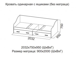 Кровать одинарная с ящиками (Без матраца 0,9*2,0) в Нытве - nytva.магазин96.com | фото